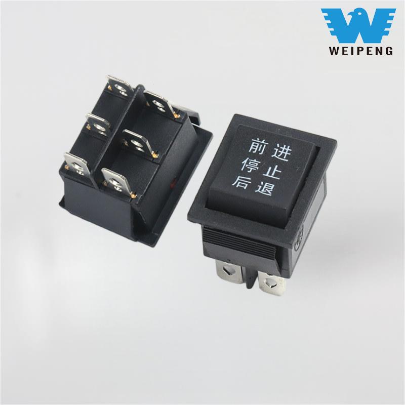 KCD4 Hitam 31*25mm 6-pin 3-kedudukan Suis Goyang 16A 250V