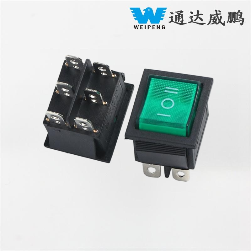 KCD4 Hijau LED 6-pin/4-pin Bercahaya Suis Goyang 16A 250V