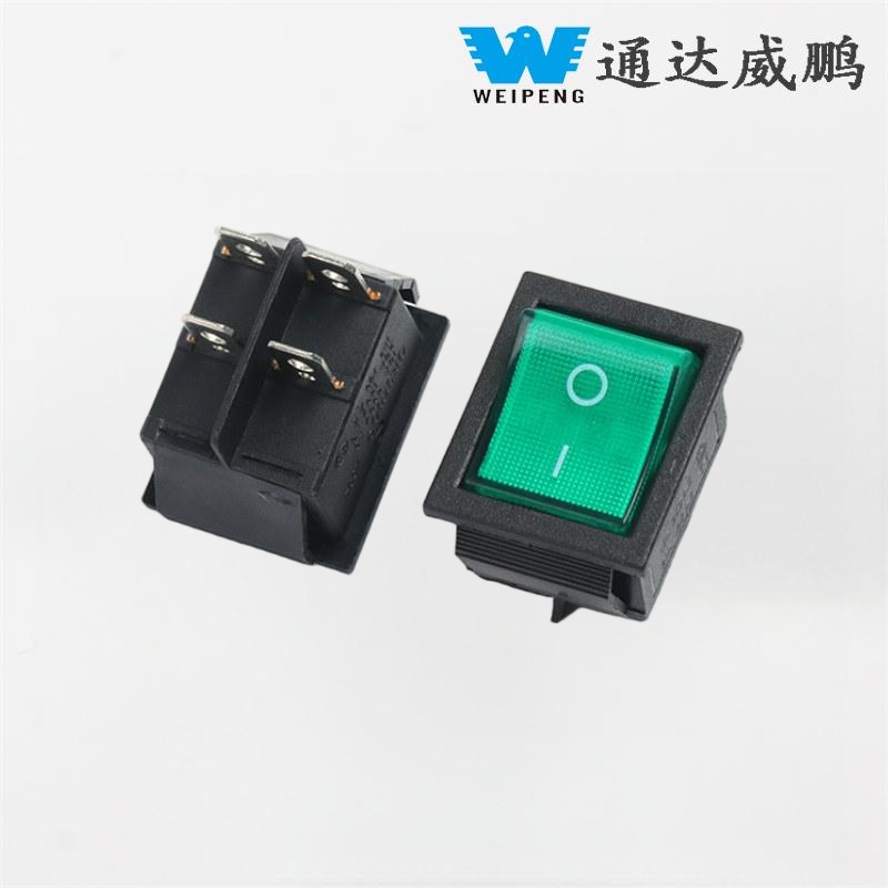 Kcd4 Rocker Switch Arus Tinggi 2-Posisi Empat Pin dengan Cahaya