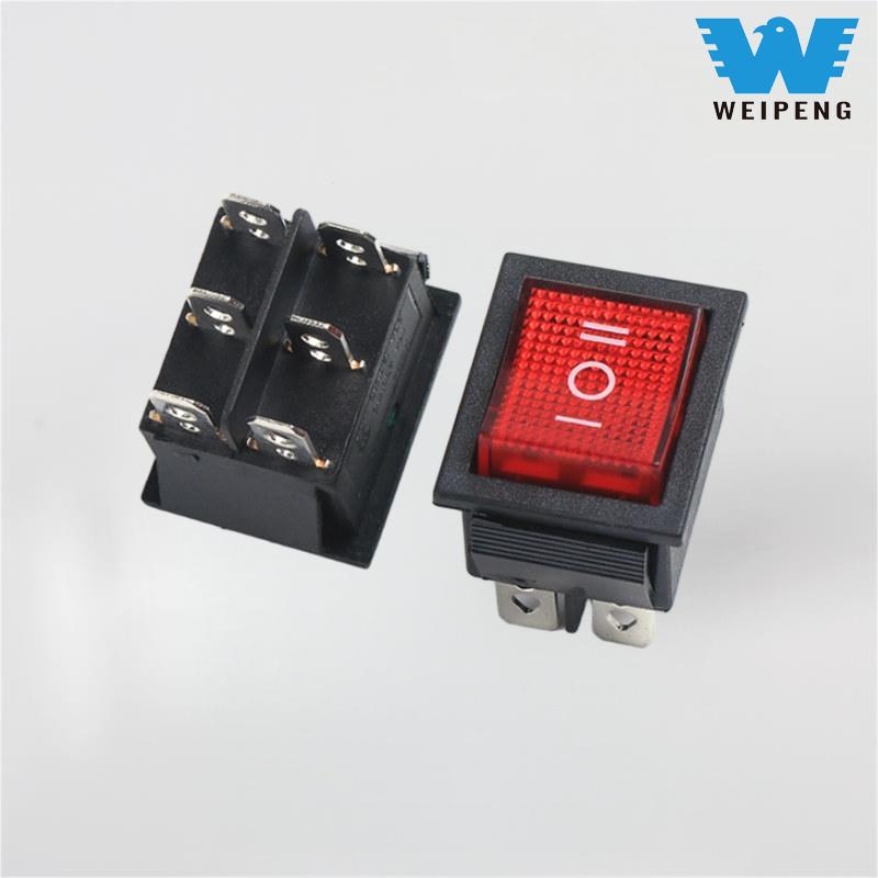 Kcd4 Water Dispenser 3-Position 6-Pin 16A High Current Rocker Suis