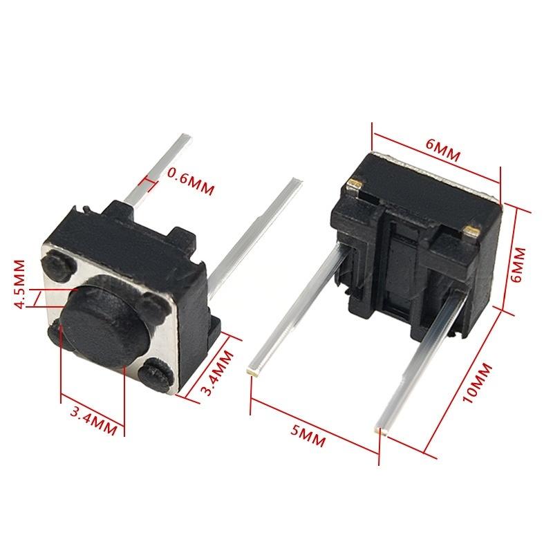 Suis Butang Tekan Menegak Taktil Mikro Dua Pin 6*6*4.5