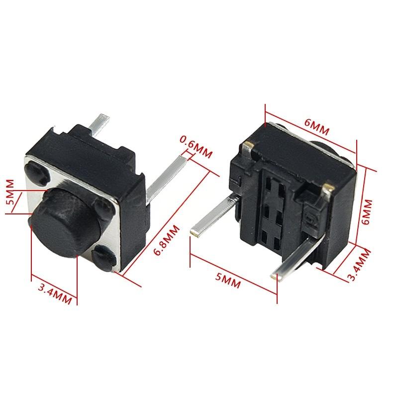 Suis Butang Tekan Taktil Menegak Dua Pin 6*6*5 Gerakan Mikro