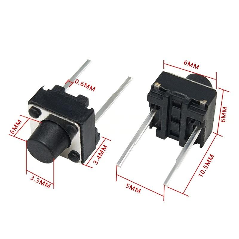 Suis Butang Tekan Taktil Menegak Dua Pin 6*6*6 Gerakan Mikro